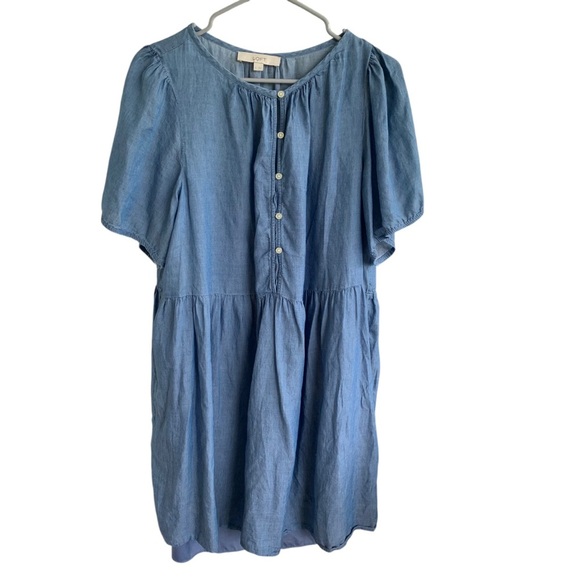 Loft Denim Chambray Dress with Liner Women’s Size Large - Picture 1 of 4